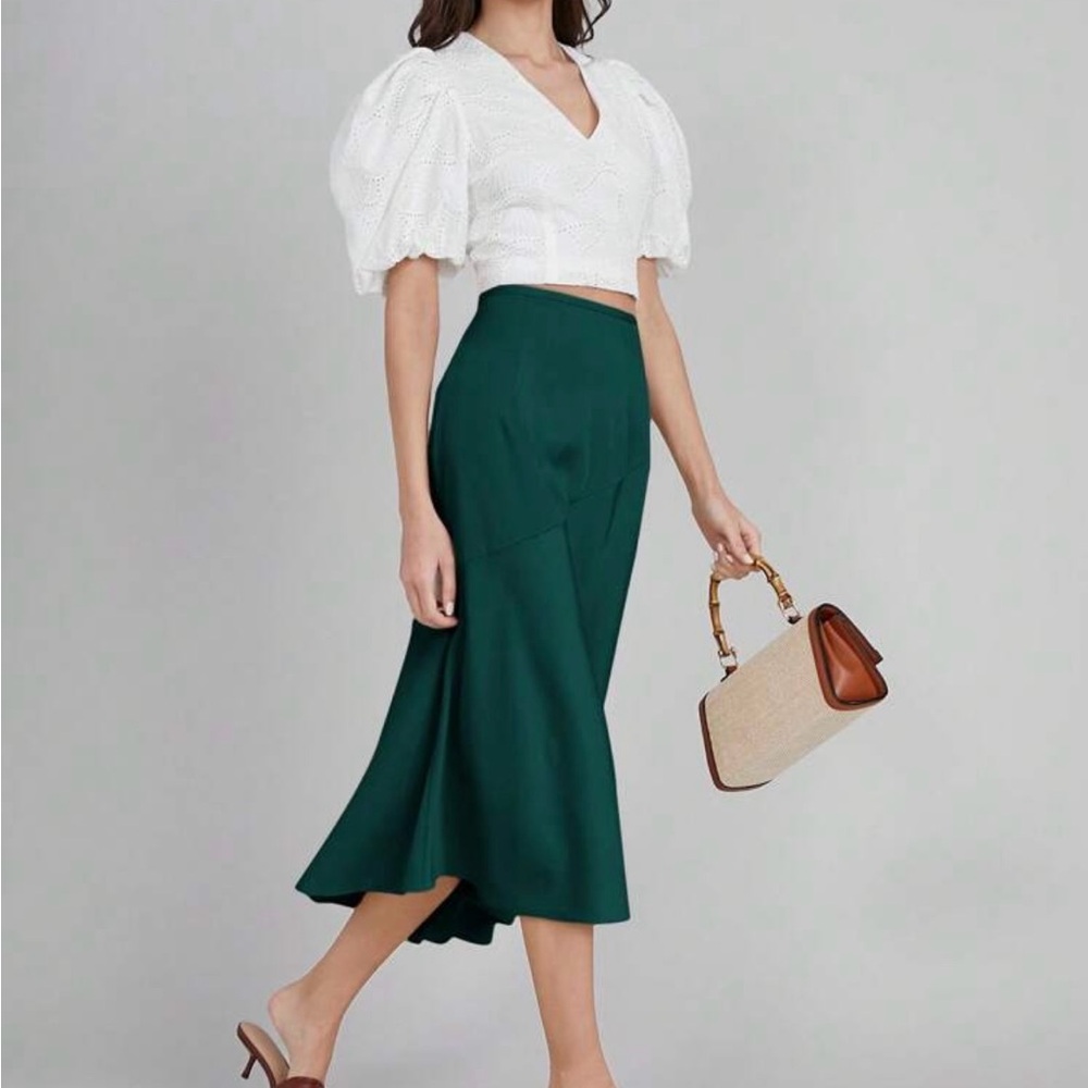 HIGH WAIST ASYMMETRICAL MIDI SKIRT